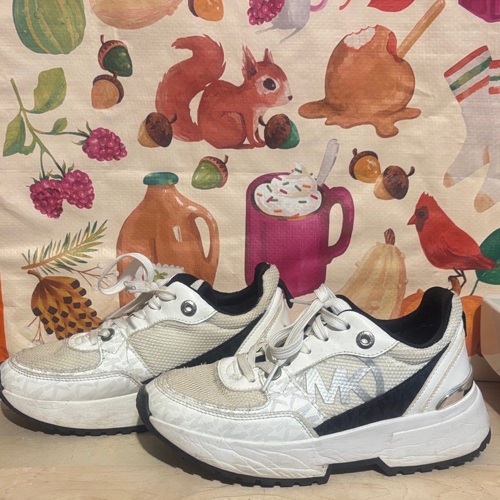 MICHAEL Michael Kors White and Black Kids Sneakers